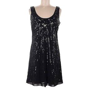 WHBM Women L Black Sequin Sexy Preppy Sleeveless Cocktail Party Tank Dress NWT